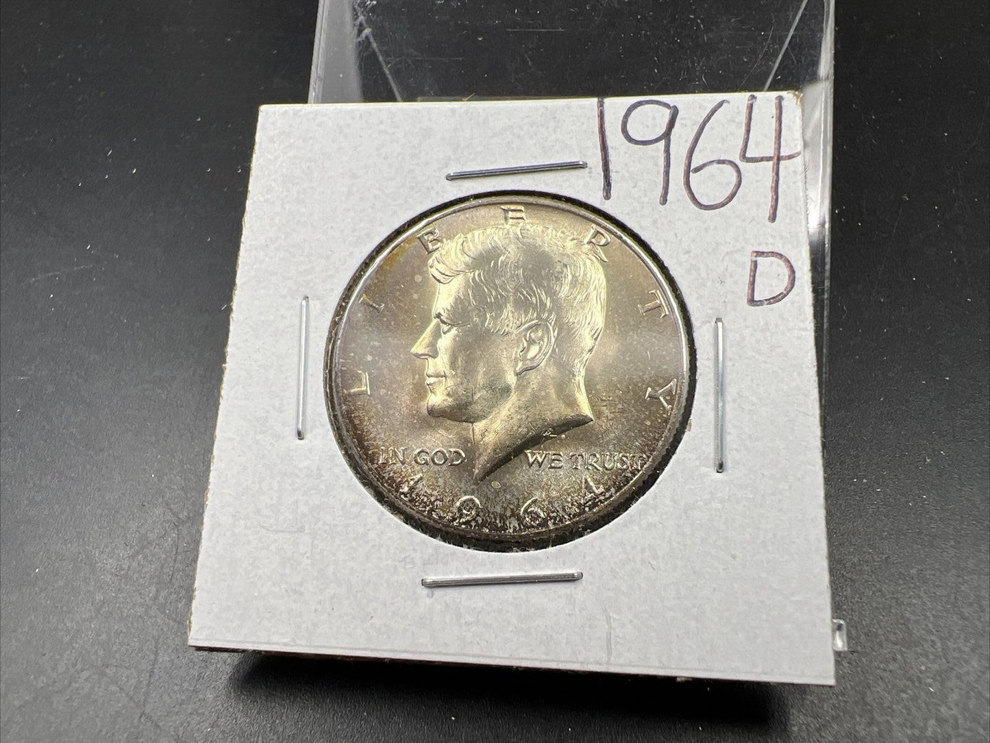 1964 D 50c Kennedy Silver Half Dollar GEM BU UNC NEAT Toning Denver Mint #ORNG