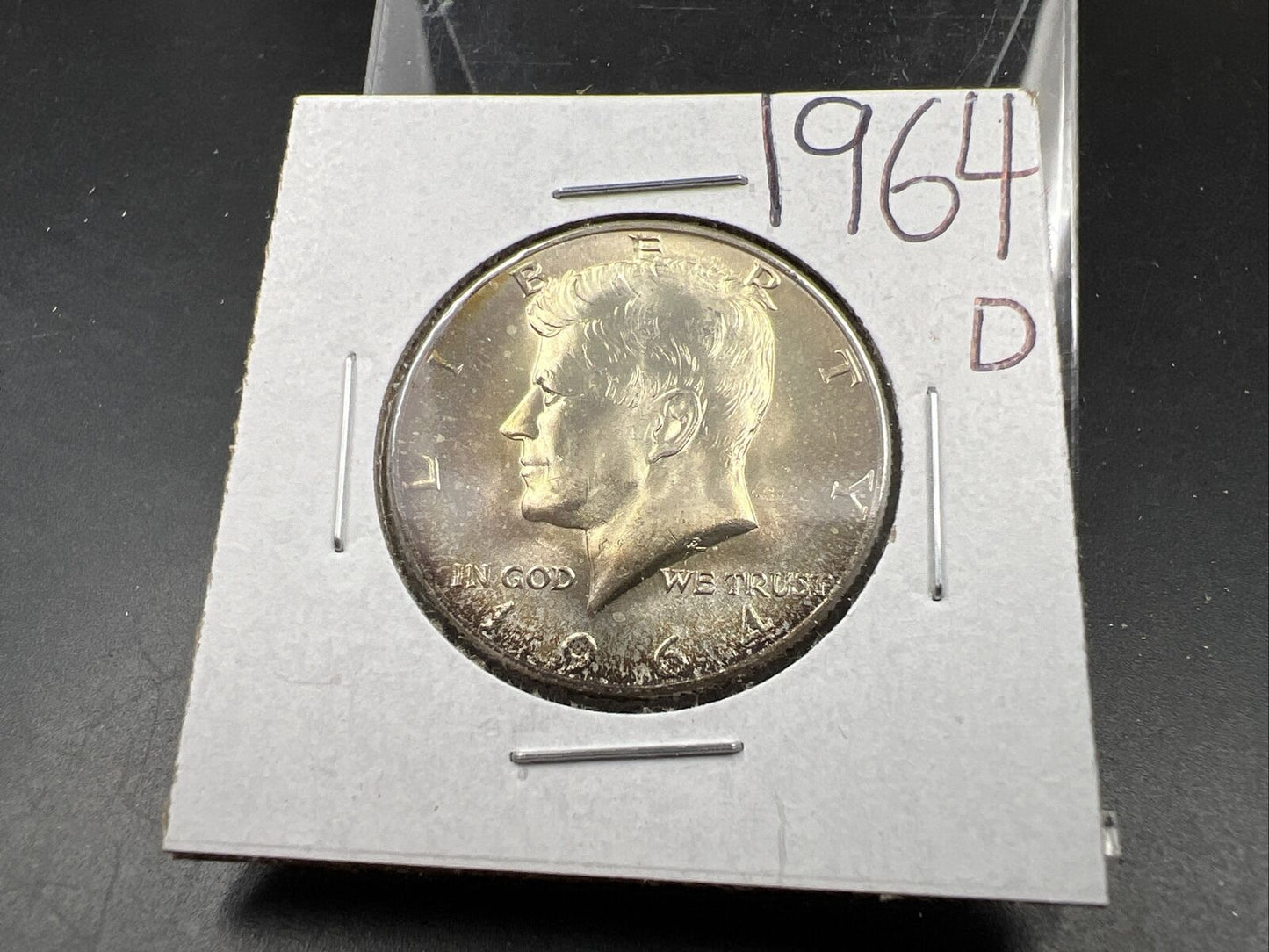 1964 D 50c Kennedy Silver Half Dollar GEM BU UNC NEAT Toning Denver Mint #ORNG