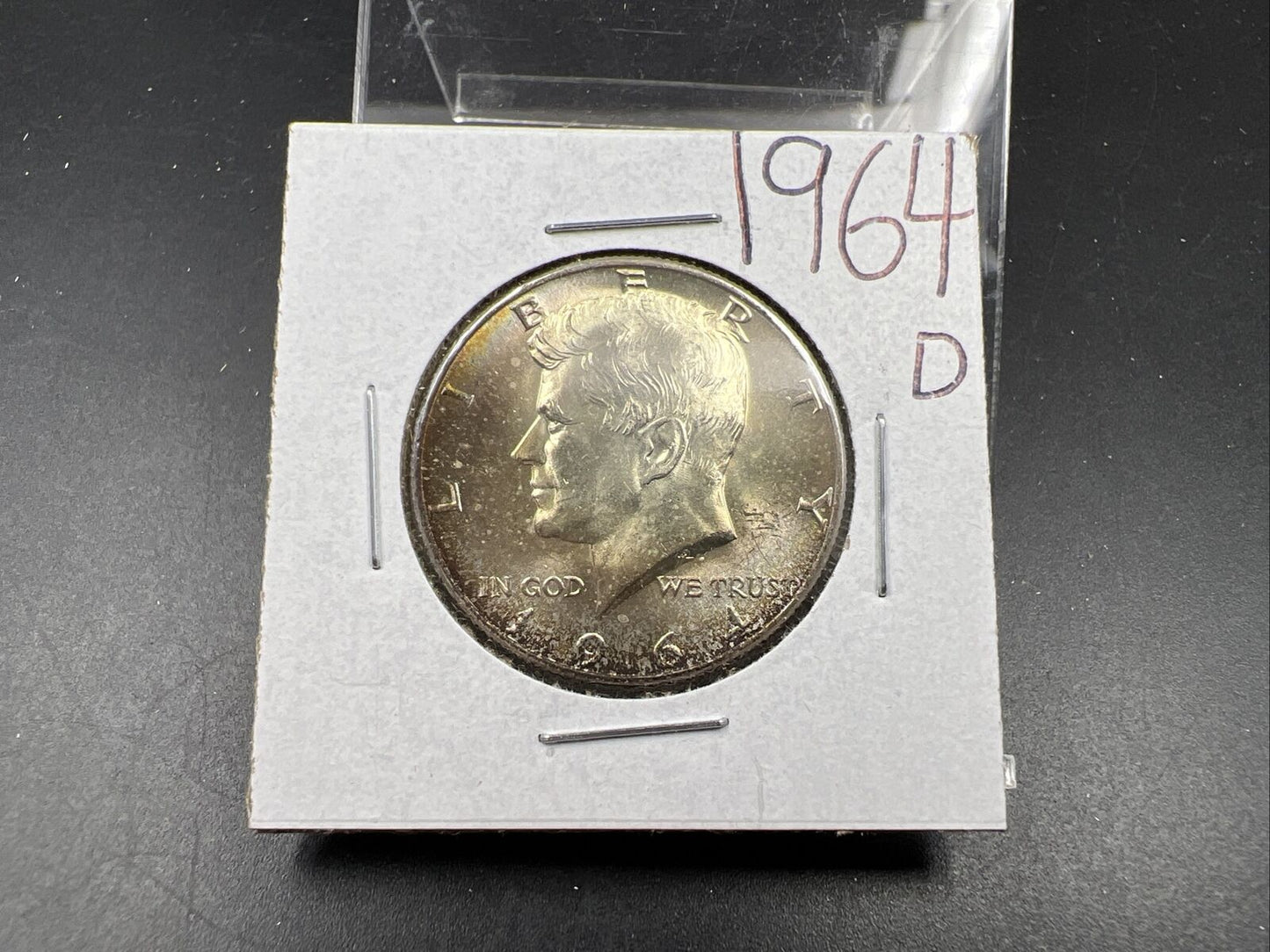 1964 D 50c Kennedy Silver Half Dollar GEM BU UNC NEAT Toning Denver Mint #ORNG