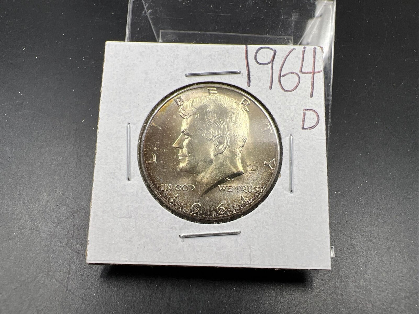 1964 D 50c Kennedy Silver Half Dollar GEM BU UNC NEAT Toning Denver Mint #ORNG