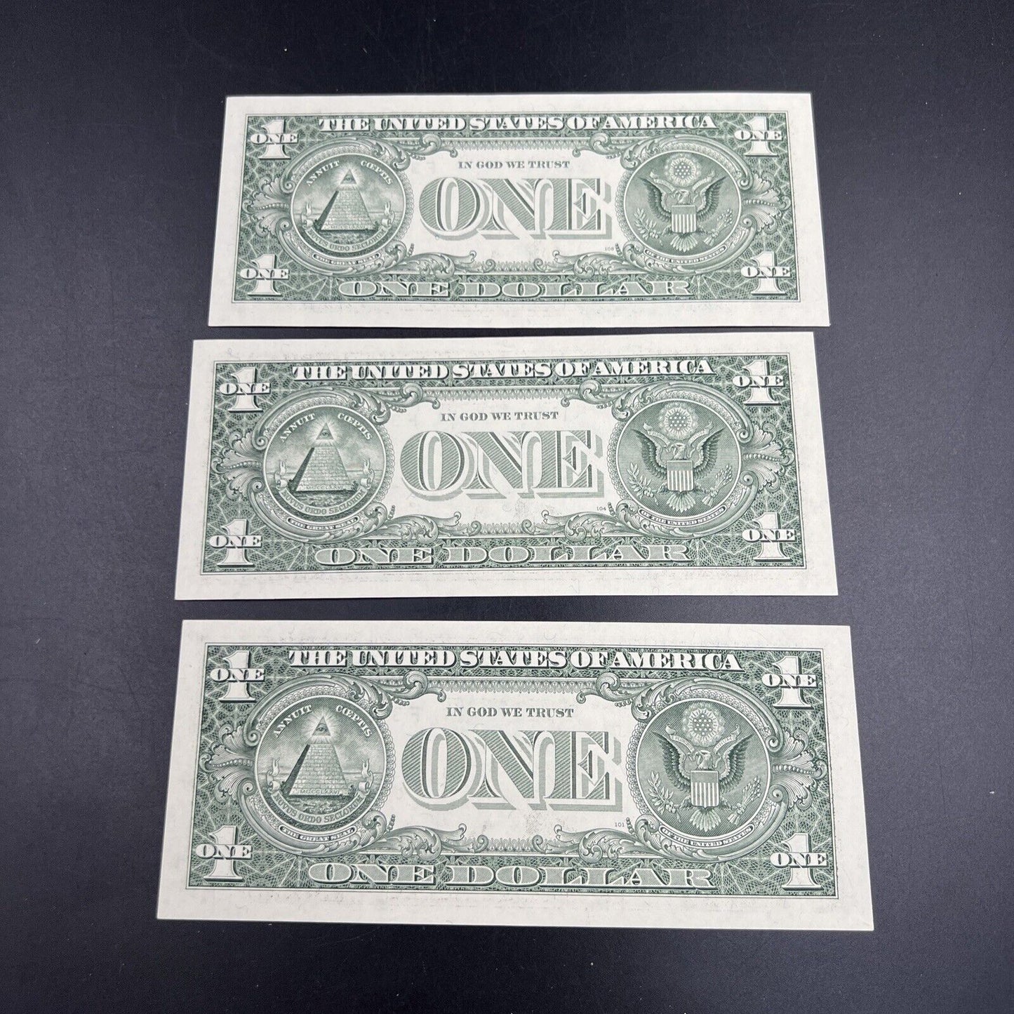Lot of 3 Consecutive 2003 A $1 FRN One Dollar Federal Reserve Note Choice UNC