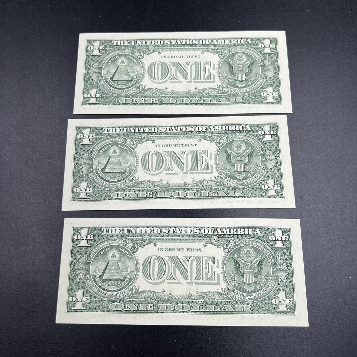 Lot of 3 Consecutive 2003 A $1 FRN One Dollar Federal Reserve Note Choice UNC