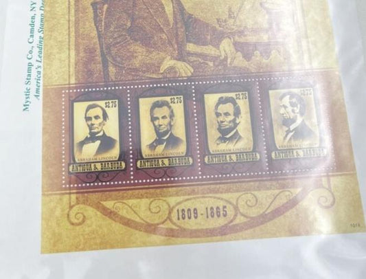 Antigua and Barbuda Abe Abraham Lincoln 2 Stamp Sheet Set
