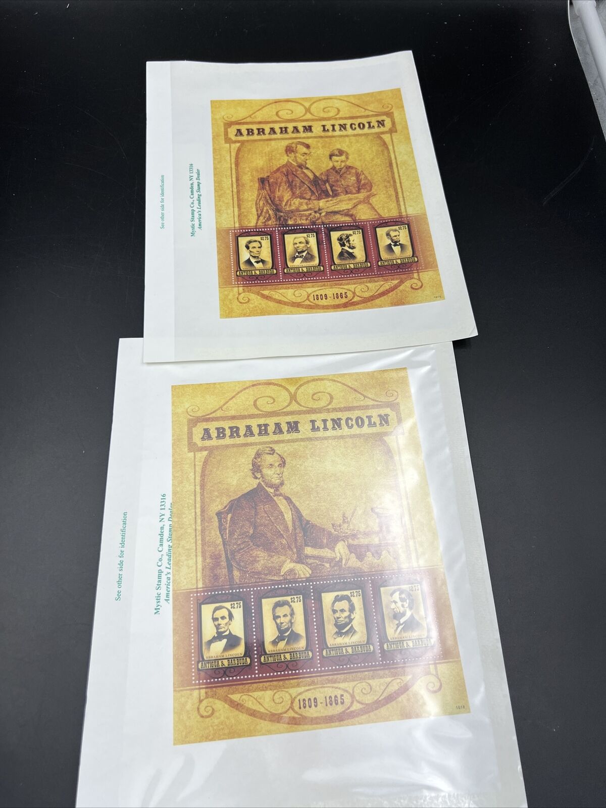 Antigua and Barbuda Abe Abraham Lincoln 2 Stamp Sheet Set