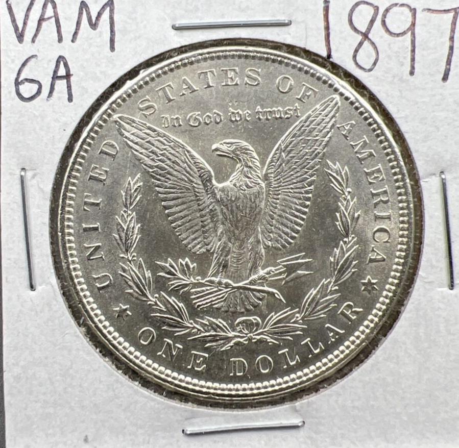 1897 $1 Morgan silver Dollar Coin Choice AU About UNC VAM 6A Variety Coin #A