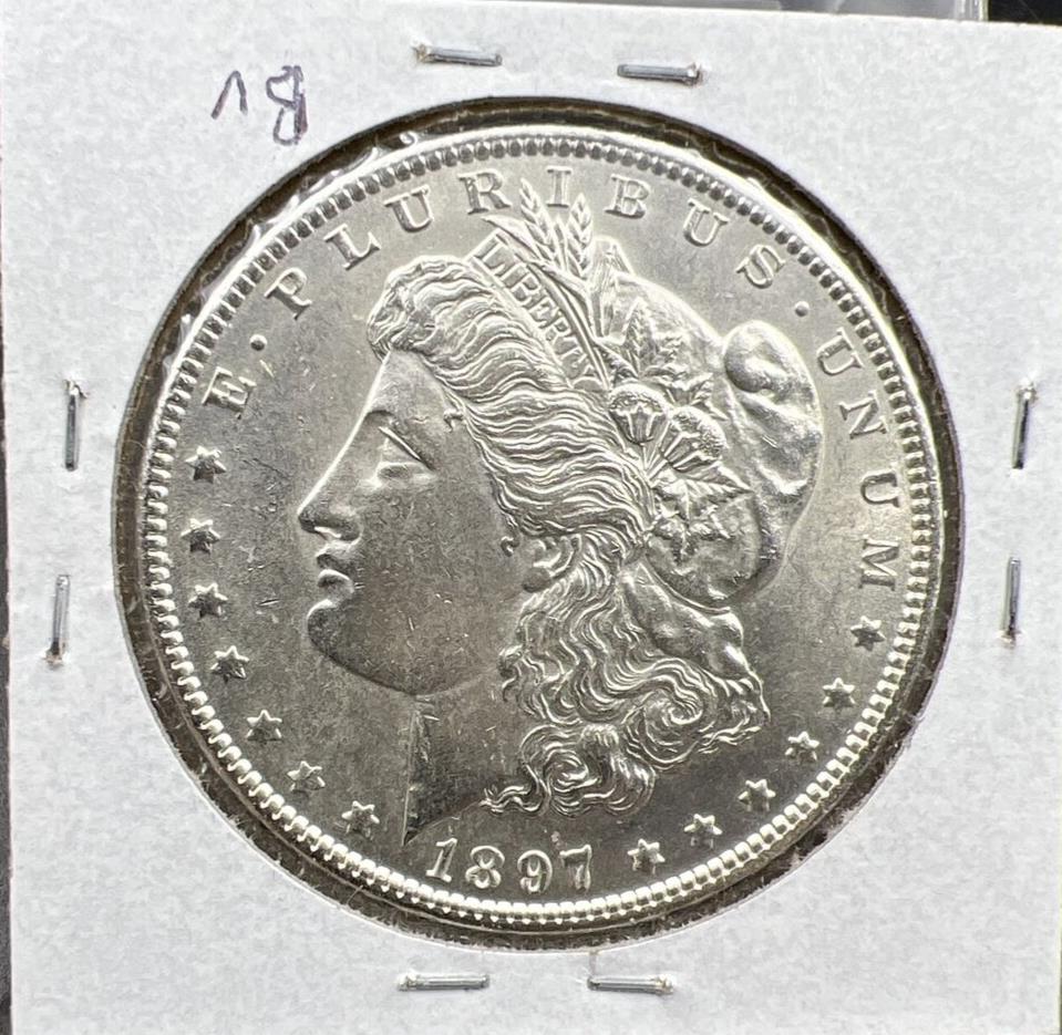 1897 $1 Morgan silver Dollar Coin Choice AU About UNC VAM 6A Variety Coin #A