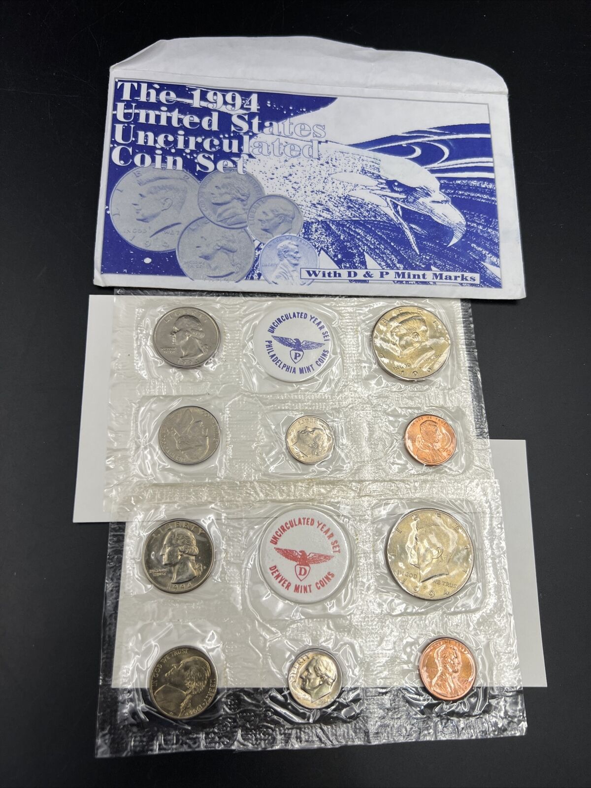 1994 United States Mint Uncirculated Coin Set Blue Envelope
