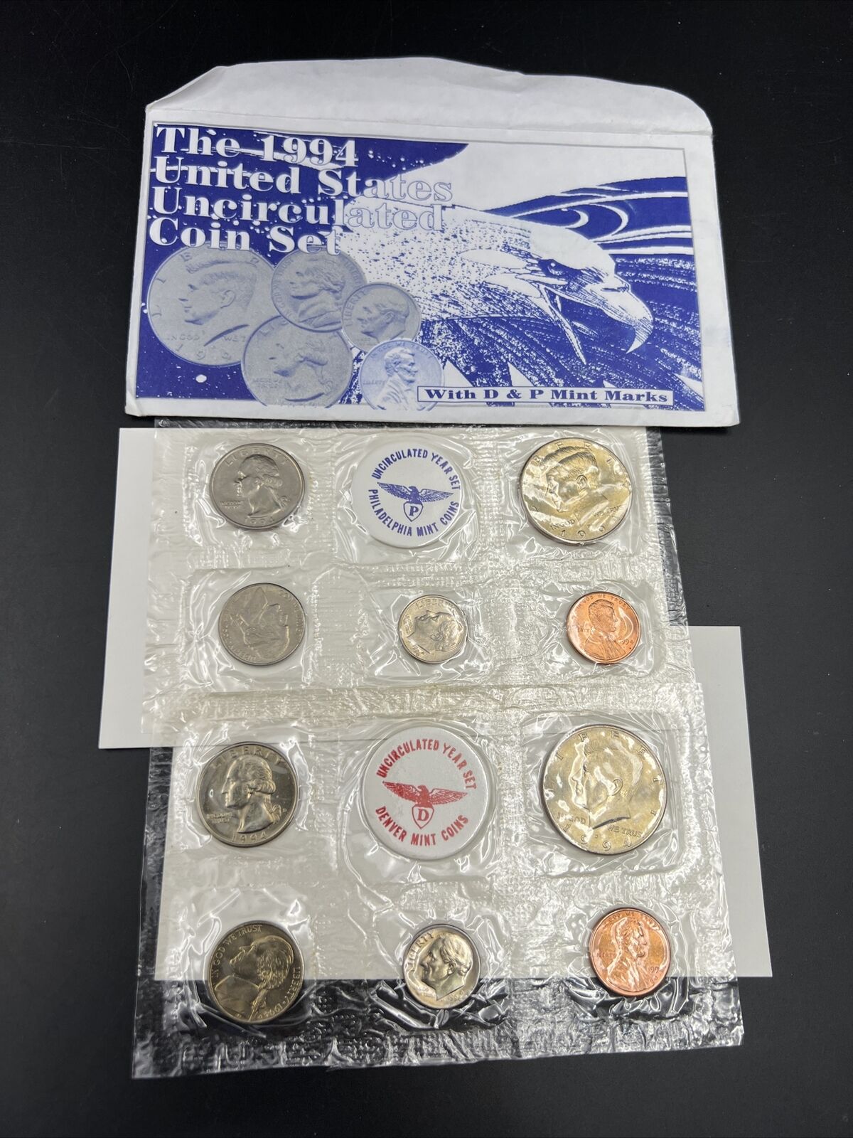 1994 United States Mint Uncirculated Coin Set Blue Envelope