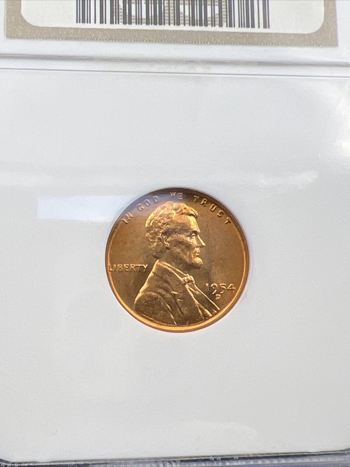 1954 D Lincoln Wheat Cent Penny Coin NGC MS67 RD #007 (Some Toning)