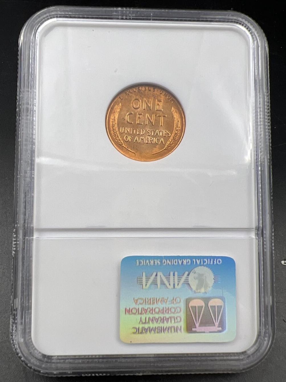 1954 D Lincoln Wheat Cent Penny Coin NGC MS67 RD #007 (Some Toning)