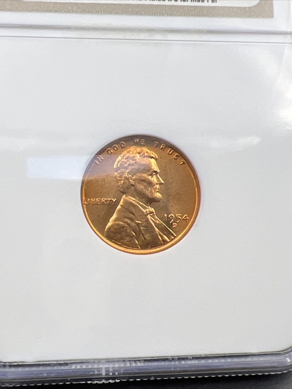 1954 D Lincoln Wheat Cent Penny Coin NGC MS67 RD #007 (Some Toning)