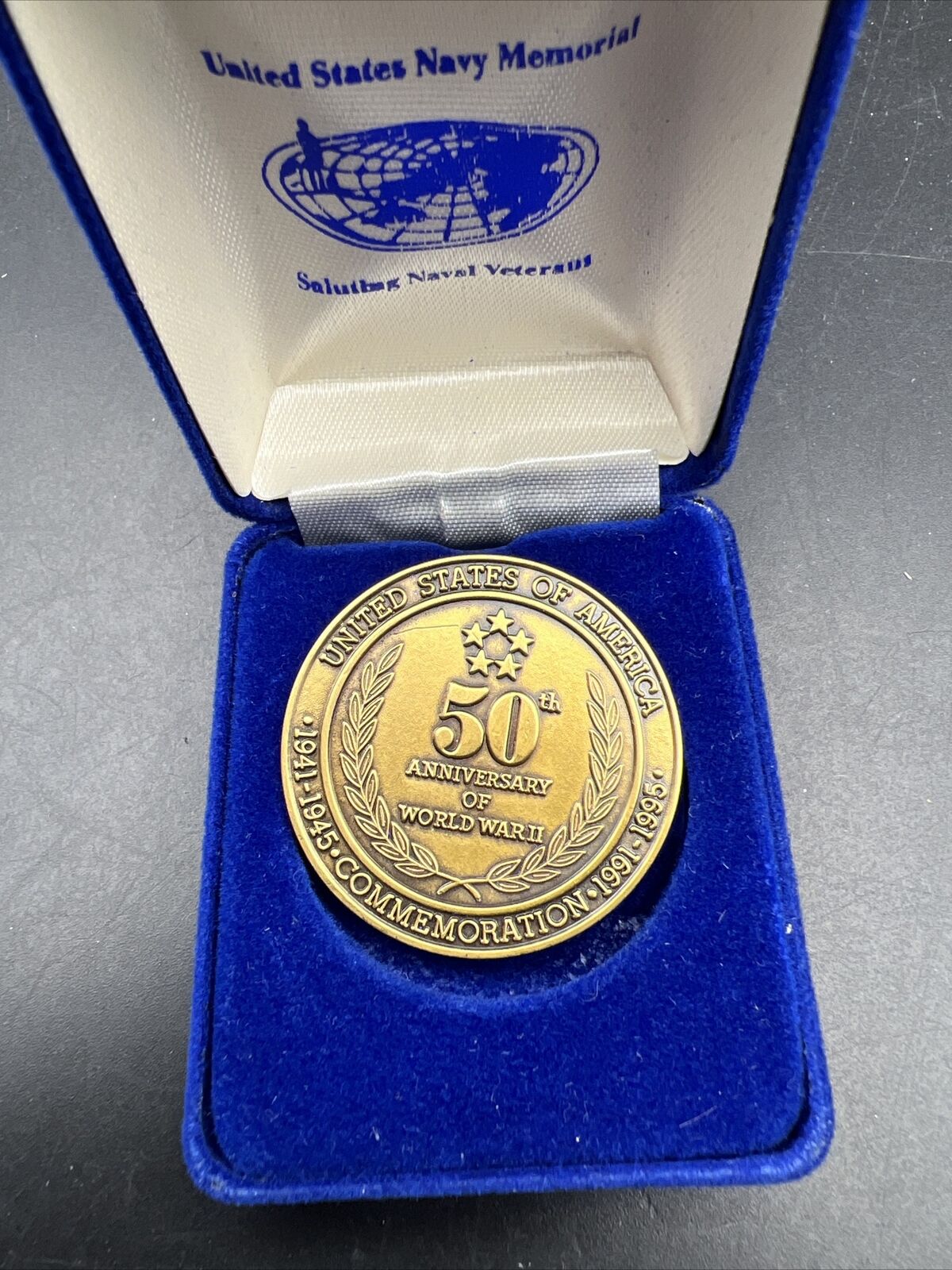 1991 - 1995 US Navy Memorial 50th Anniversary WW2 Veterans Bronze Medal