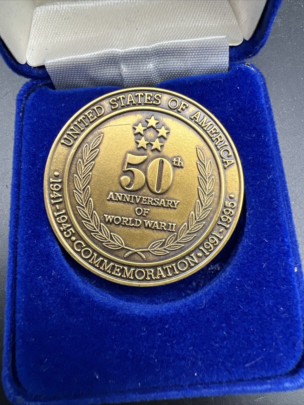 1991 - 1995 US Navy Memorial 50th Anniversary WW2 Veterans Bronze Medal