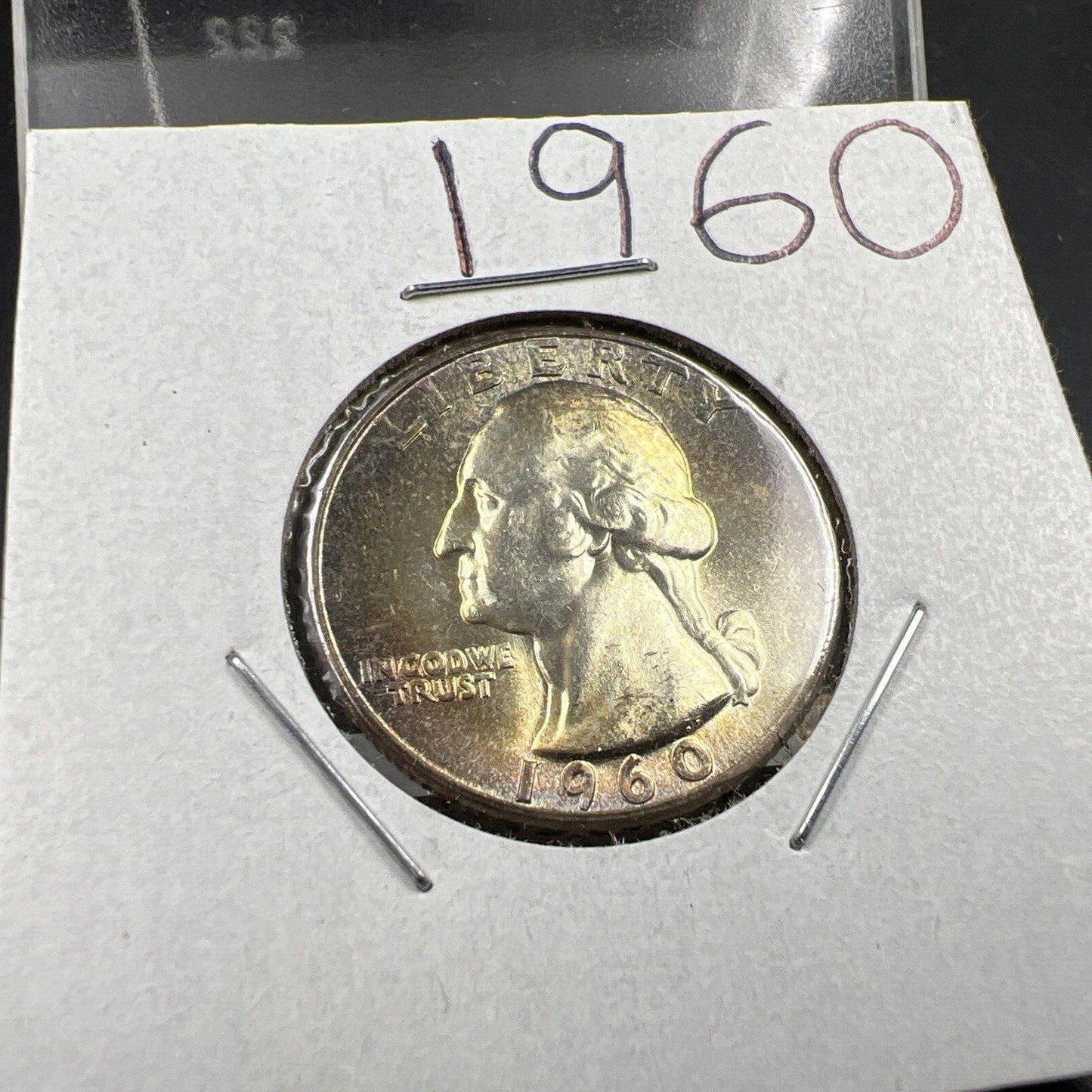 1960 P 25c Washington Silver Quarter Coin Choice BU UNC Nice Toning Toner