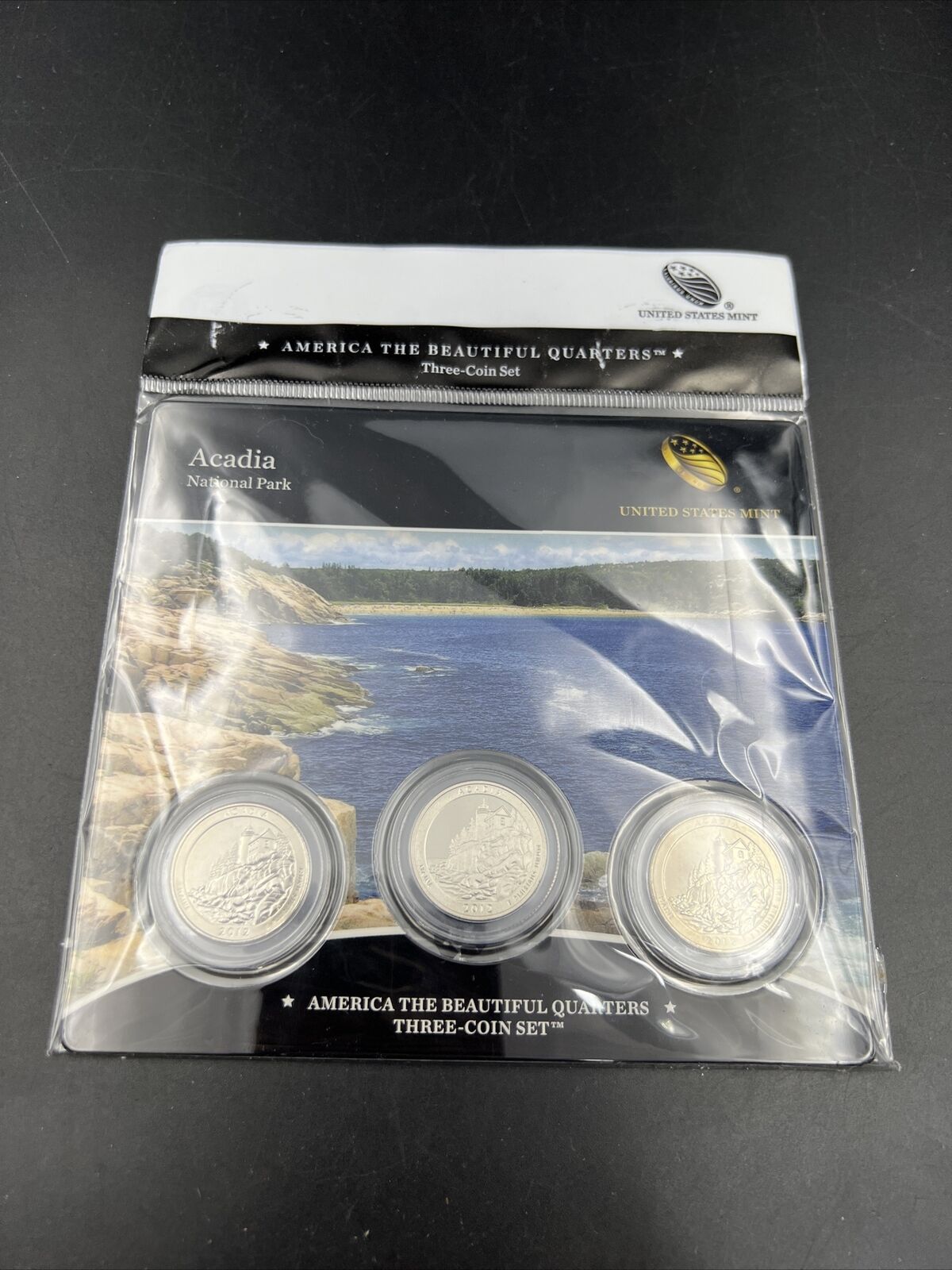 2012 Acadia 3 Coin P D S Business & Proof ATB Quarter Set US Mint OGP Sealed