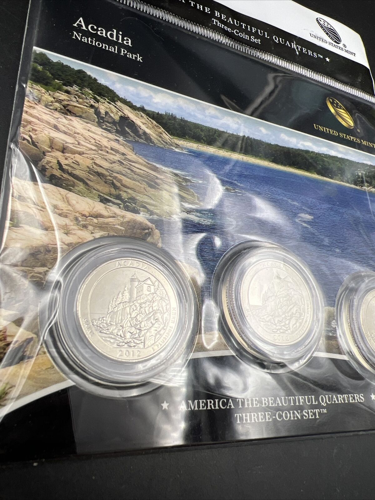 2012 Acadia 3 Coin P D S Business & Proof ATB Quarter Set US Mint OGP Sealed
