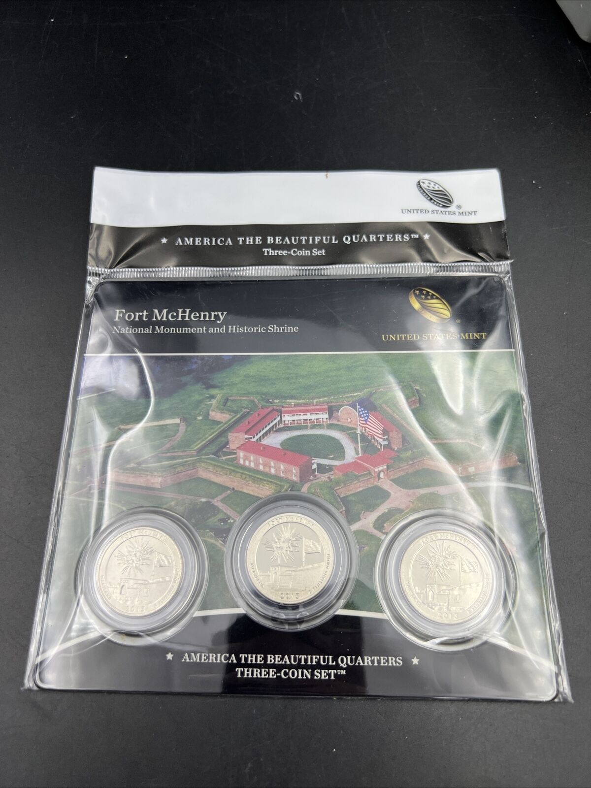 2013 Ft McHenry 3 Coin P D S Business & Proof ATB Quarter Set US Mint OGP Sealed