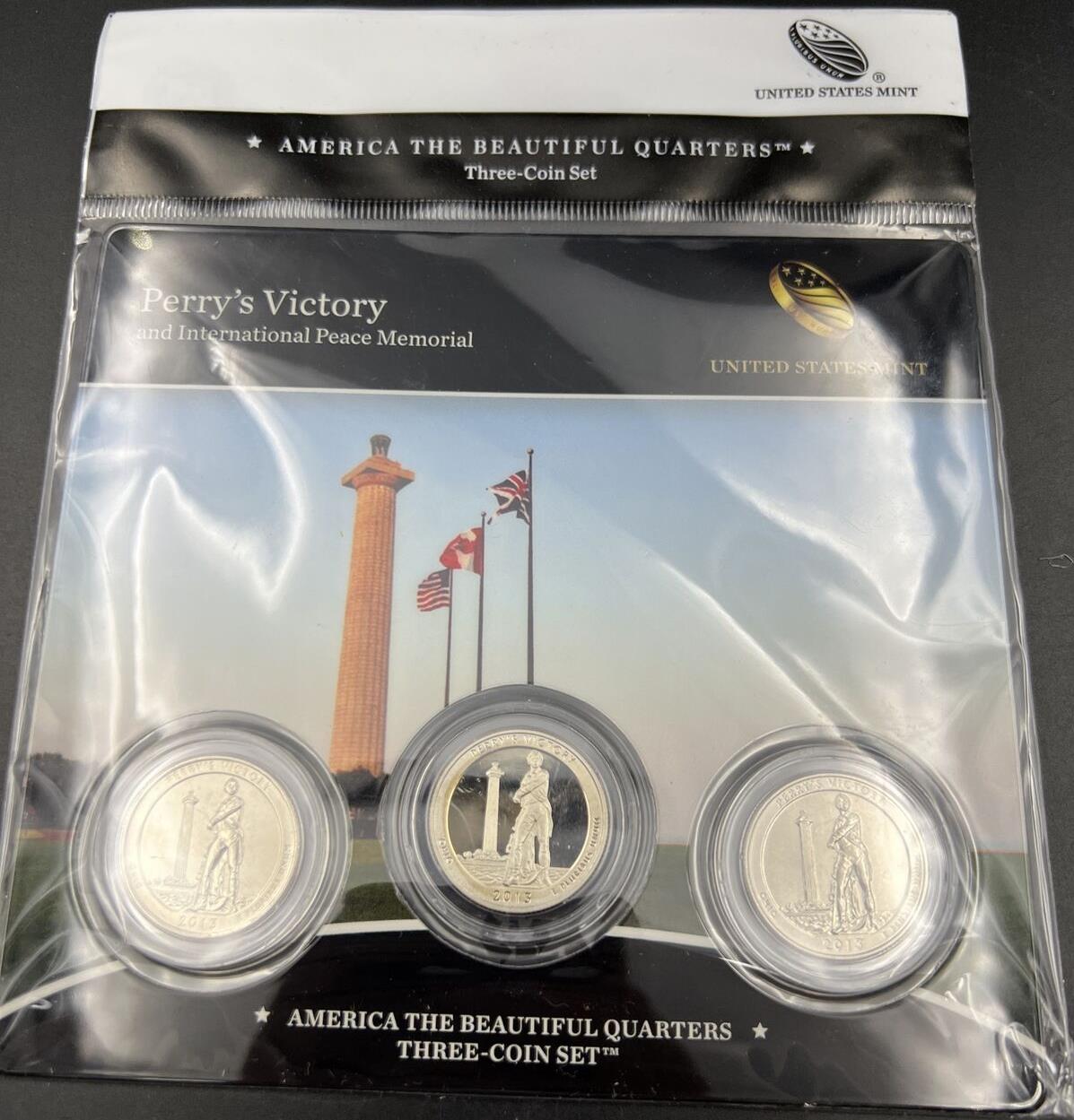 2013 Perry's Vict 3 Coin P D S Business Proof ATB Quarter Set US Mint OGP Sealed