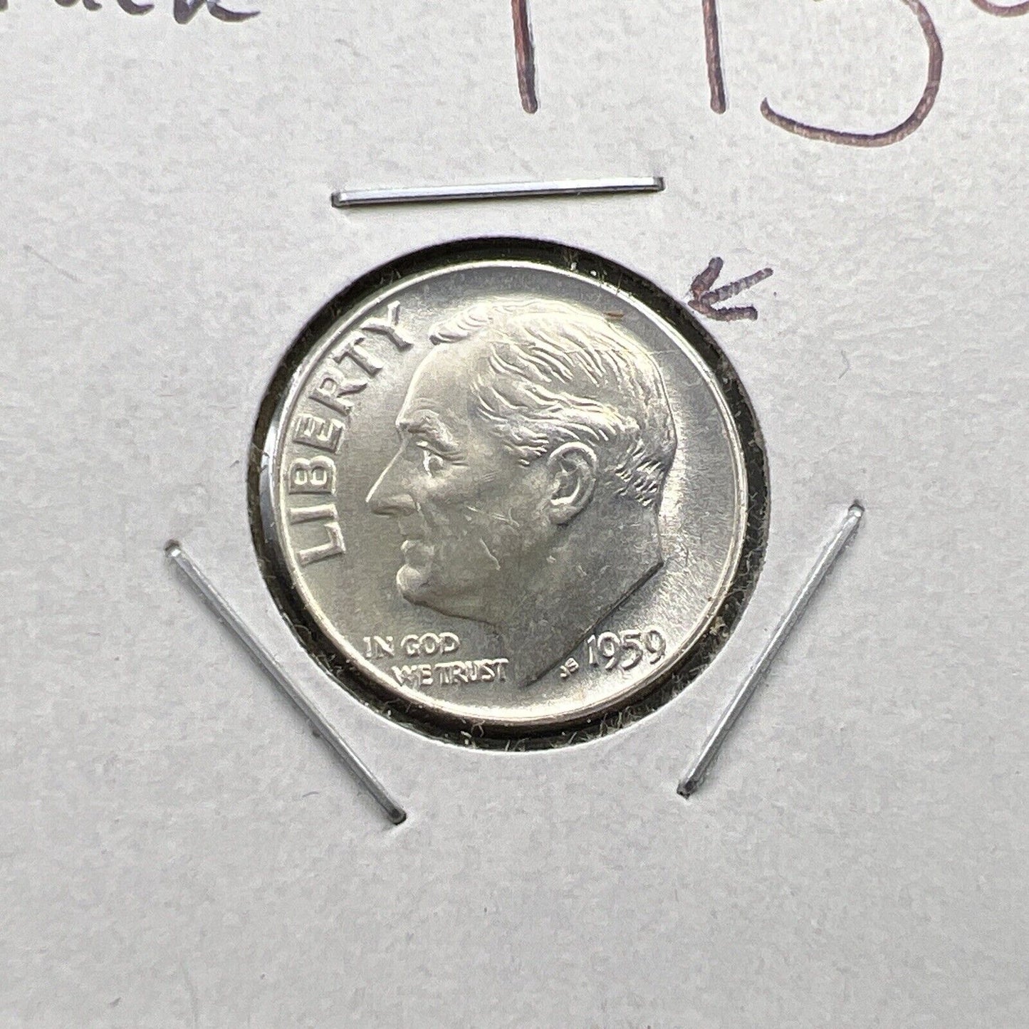 1959 10c Roosevelt Silver Dime CH AU / CU w/ Die Crack Variety Obverse