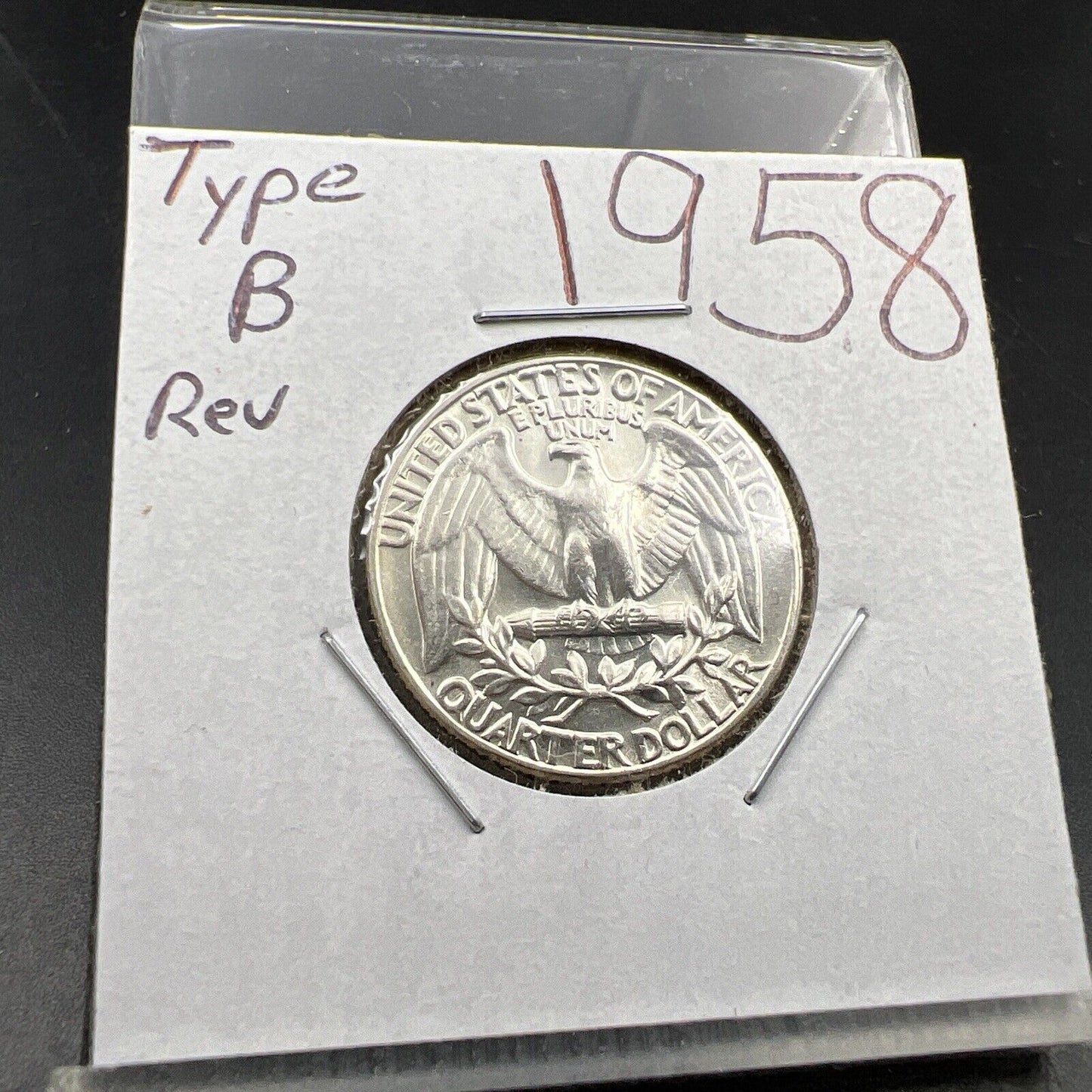 1958 P 25c Type B Rev Variety Washington Silver Quarter BU Unc