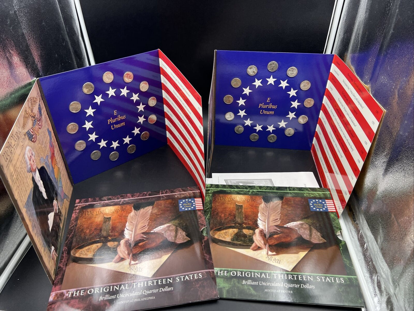 The Original 13 States Quarter Set P & D 26 CH BU Coins In Folder Displays