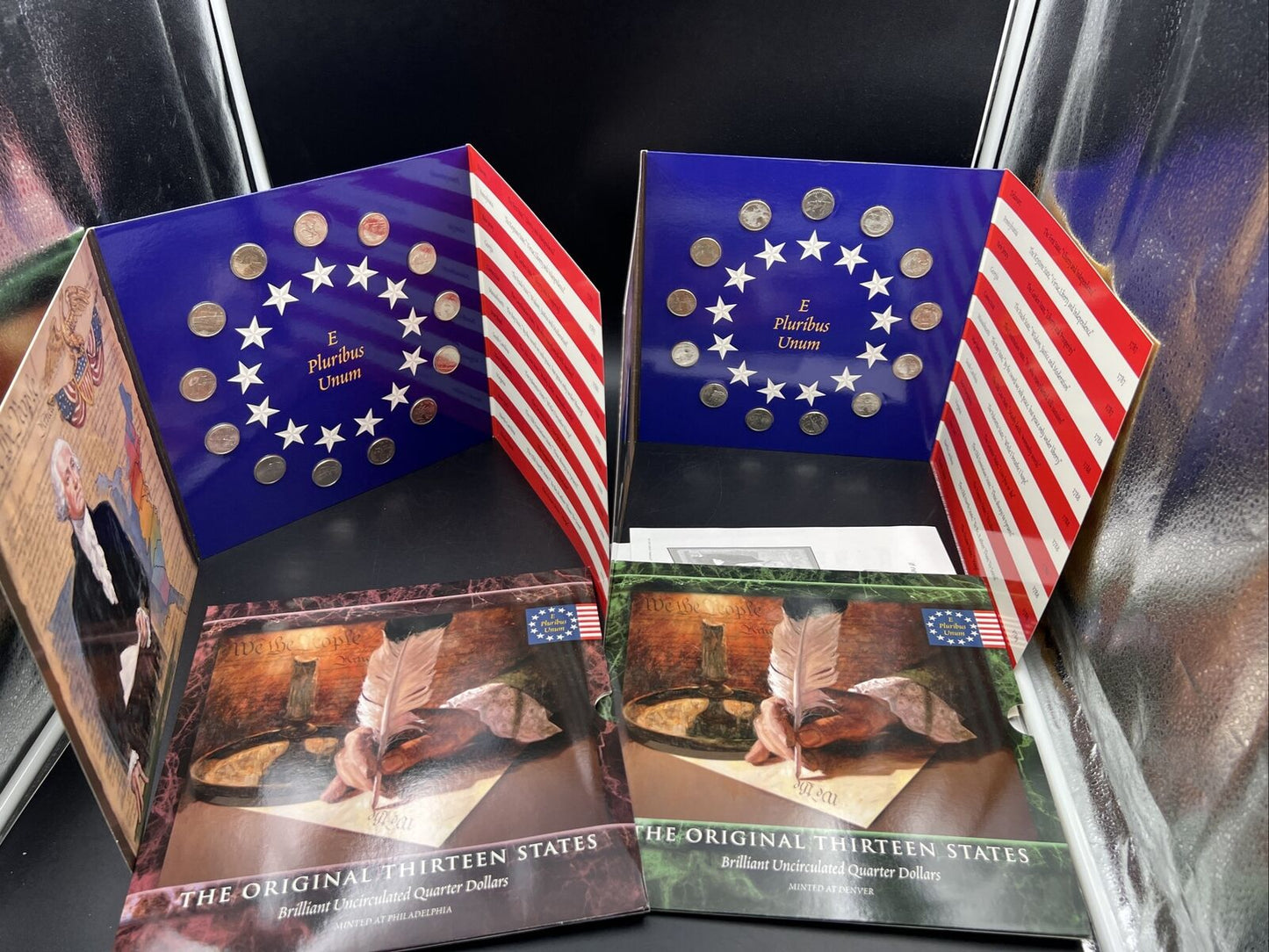 The Original 13 States Quarter Set P & D 26 CH BU Coins In Folder Displays