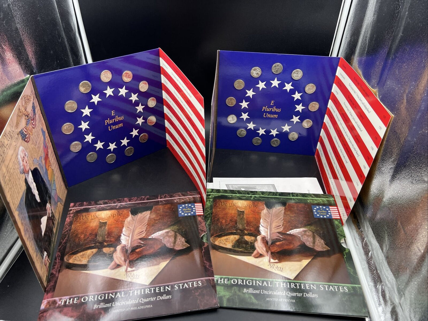 The Original 13 States Quarter Set P & D 26 CH BU Coins In Folder Displays