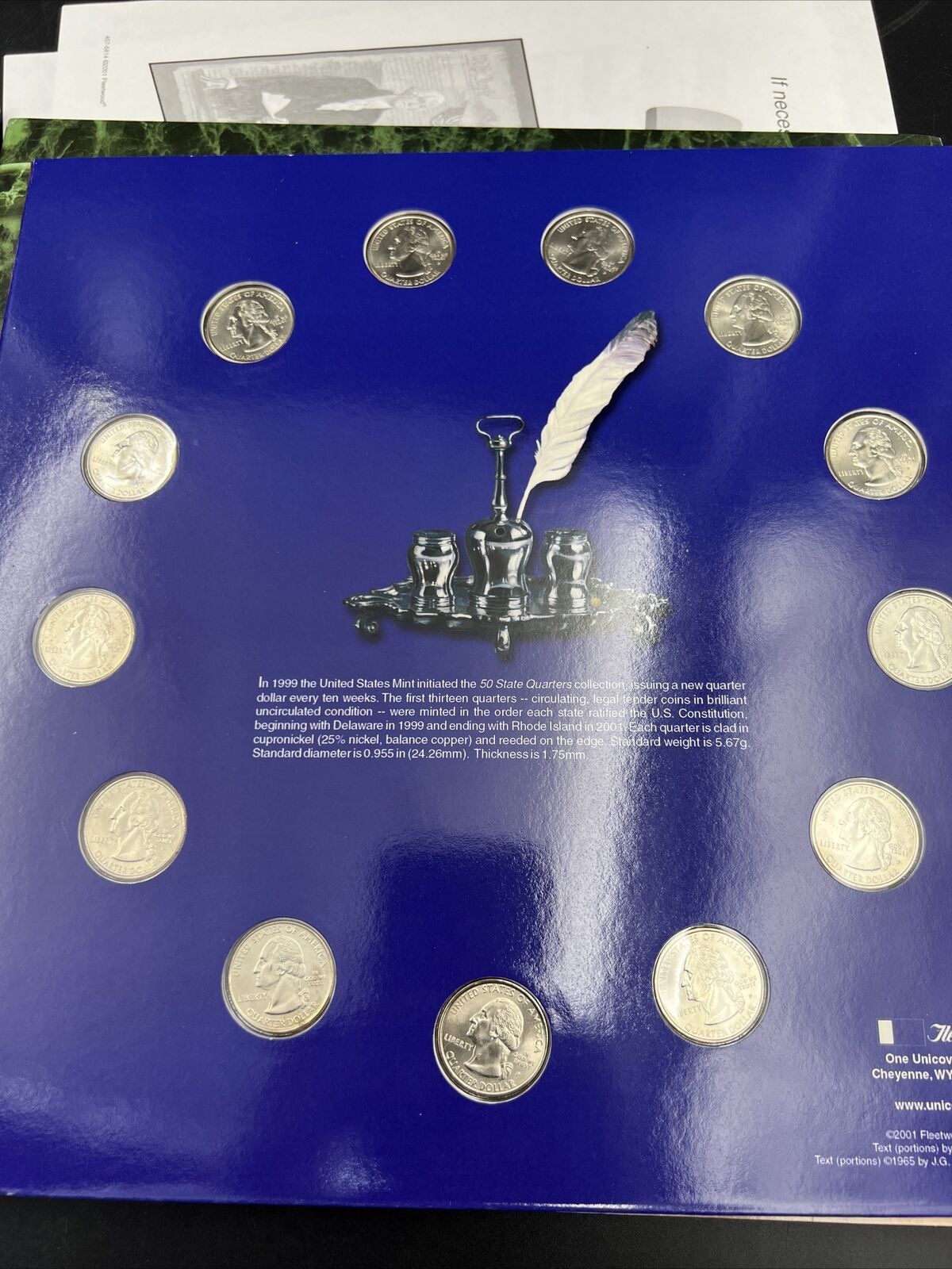 The Original 13 States Quarter Set P & D 26 CH BU Coins In Folder Displays