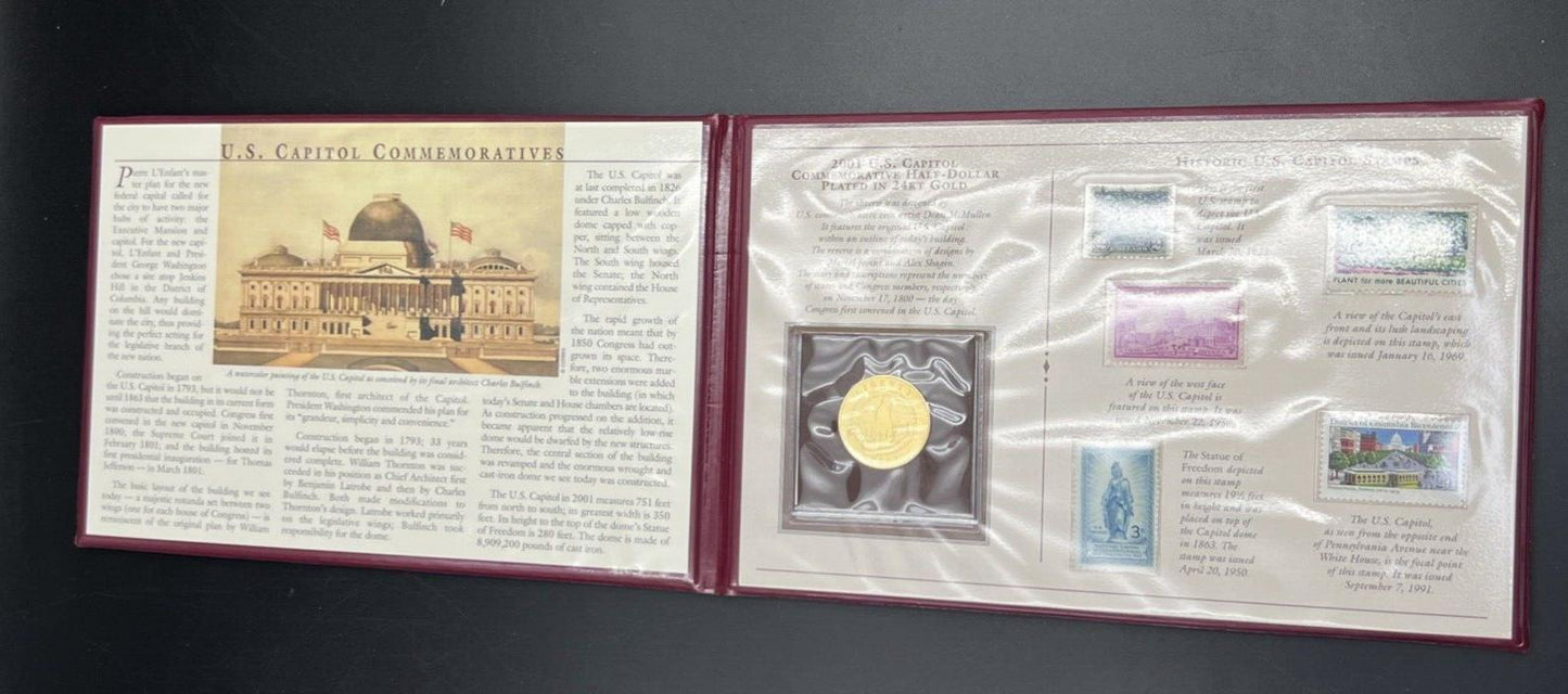 2001 50c Capitol Visitors Commemorative Copper Nickel Half Dollar Gold Plated