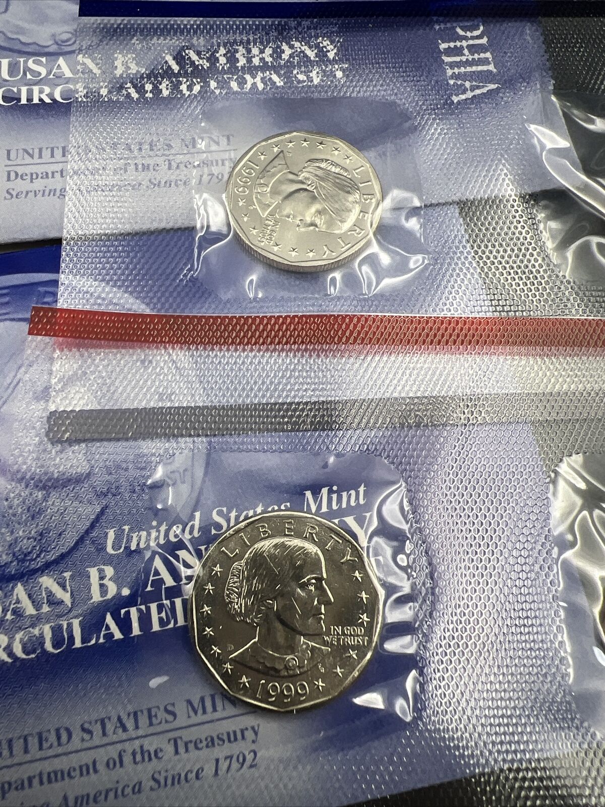 1999 Susan B Anthony Dollar $1 Set US Mint Philadelphia Denver Uncirculated OGP