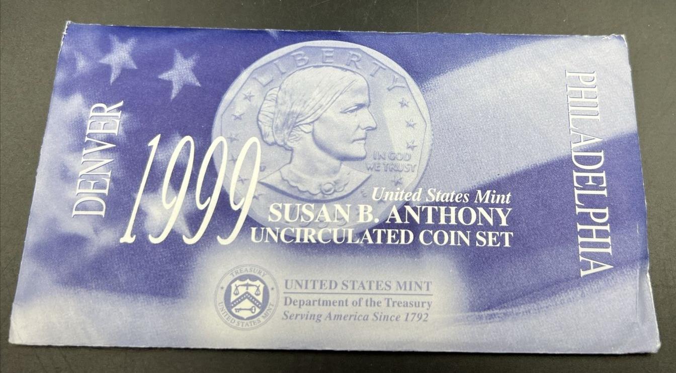 1999 Susan B Anthony Dollar $1 Set US Mint Philadelphia Denver Uncirculated OGP