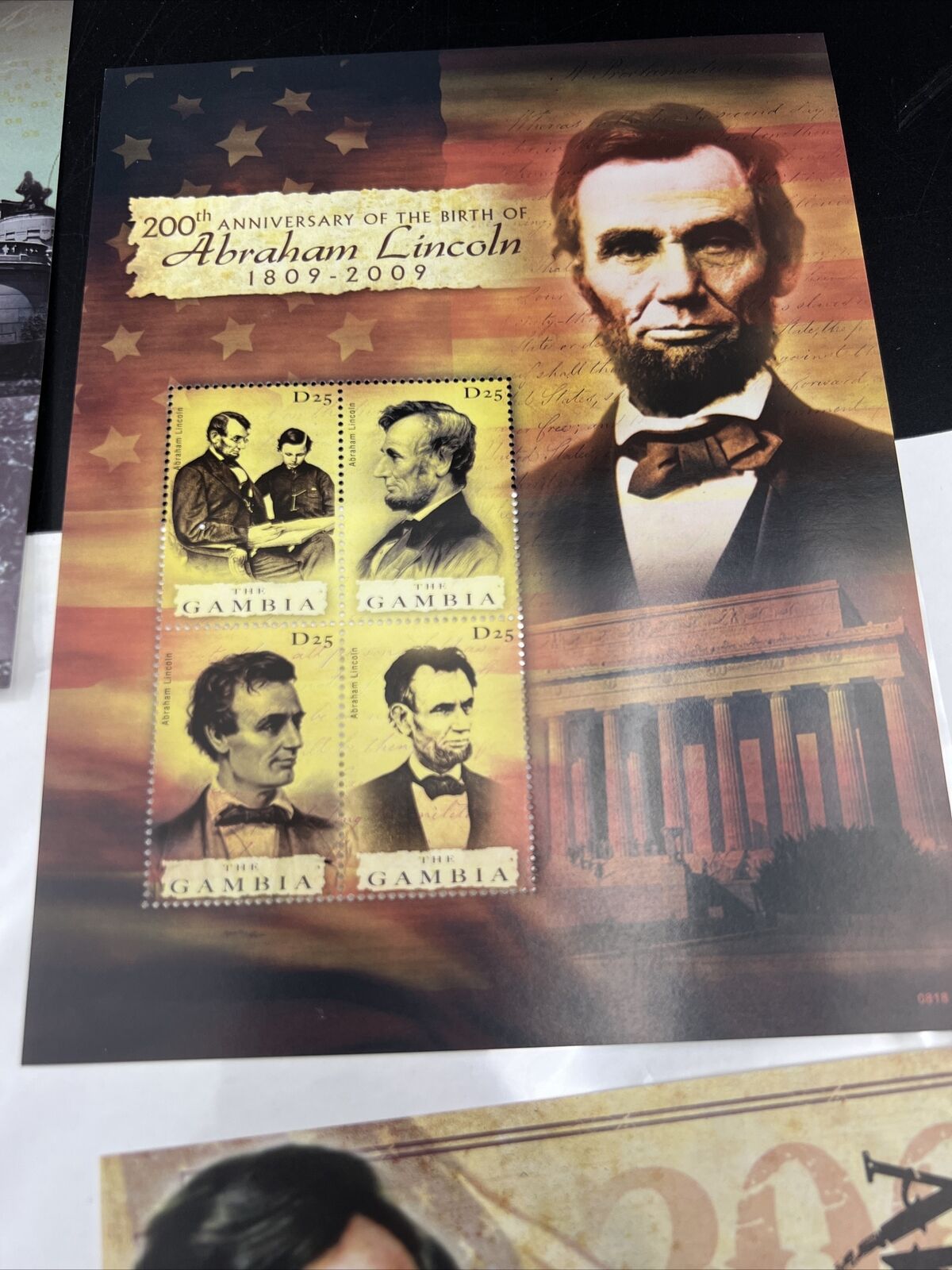 Lot of 5 Collectable Abe Lincoln and Obama Stamp Sheets Antigua Barbuda Tuvalu