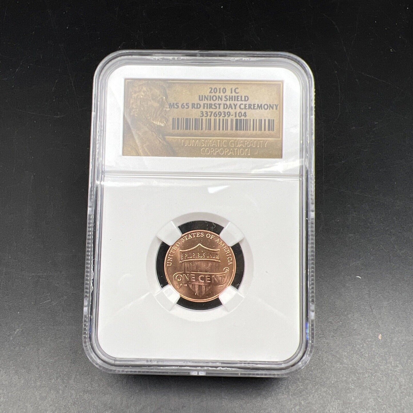 2010 P 1c Lincoln Shield Cent Penny Coin MS65 RD NGC FDC First Day Ceremony