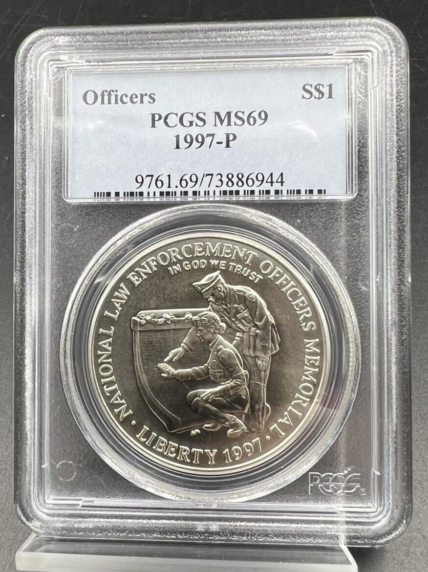 1997 P Law Enforcement Officers 90% Silver Commemorative Dollar PCGS MS69 BU #A