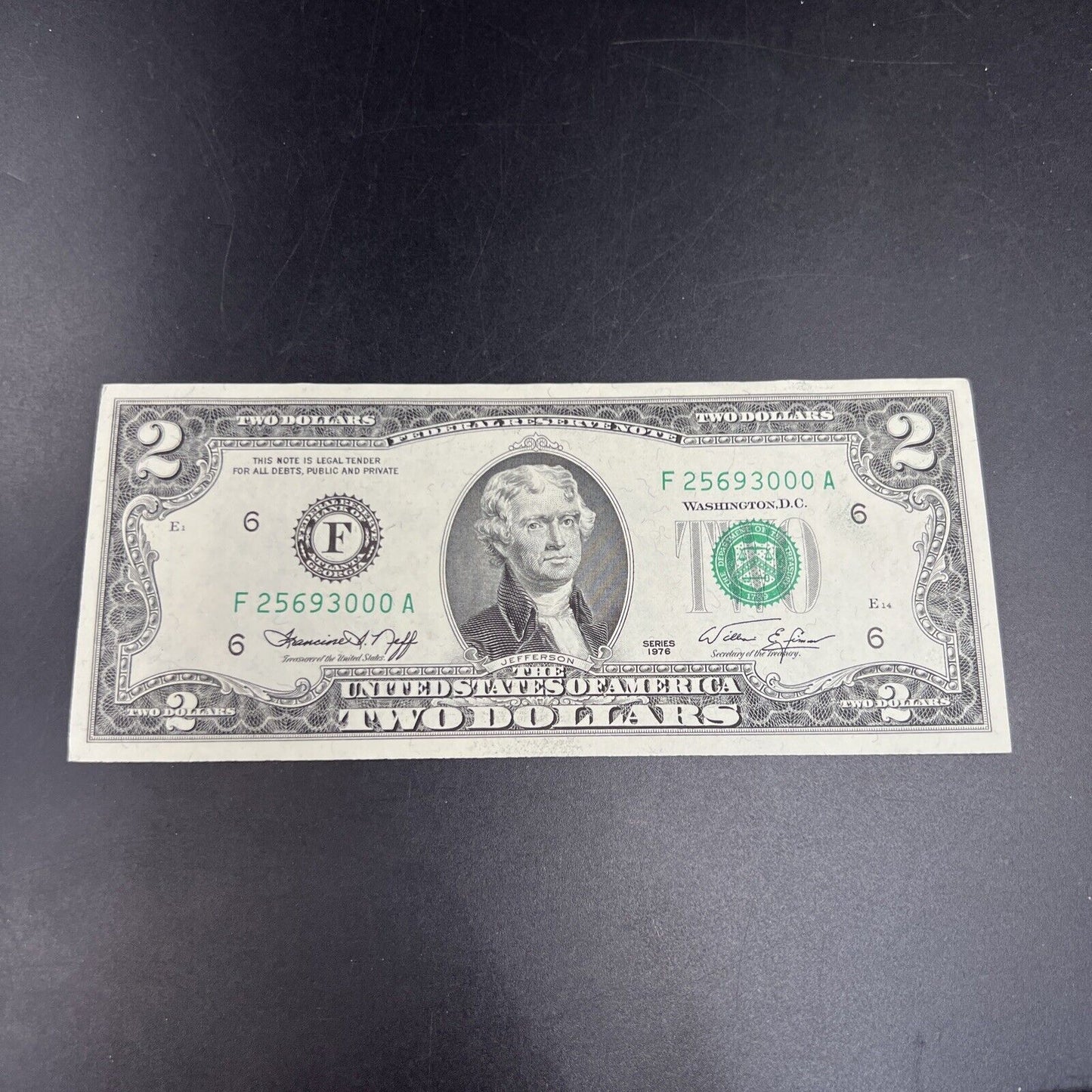 1976 $2 Two Dollar Bicentennial Bill Federal Reserve Notes CH UNC #000