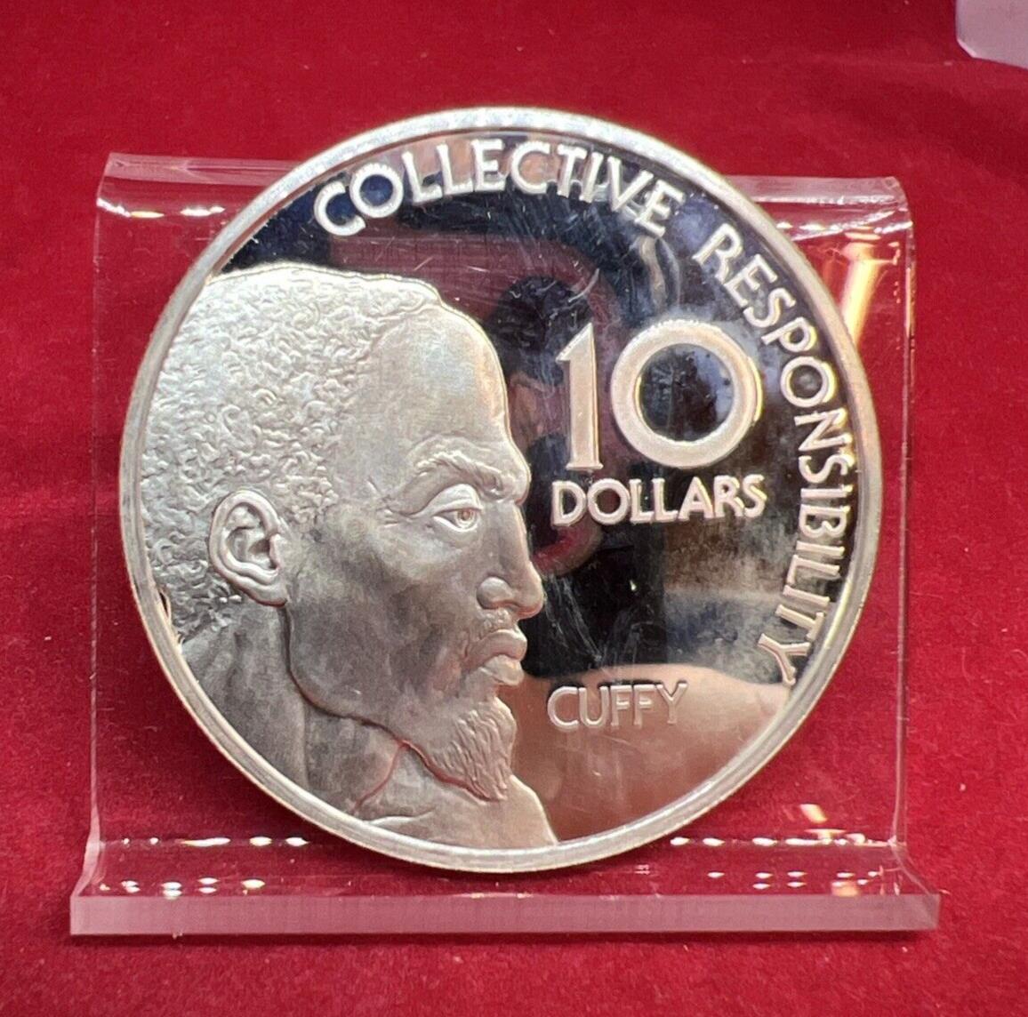 1976 Bank of Guyana 10 Dollars Proof Silver Coin 10th Anniversary Independence B