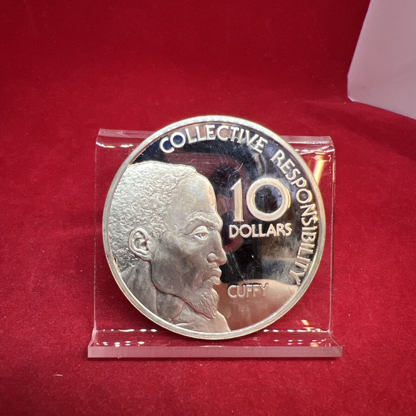 1976 Bank of Guyana 10 Dollars Proof Silver Coin 10th Anniversary Independence B