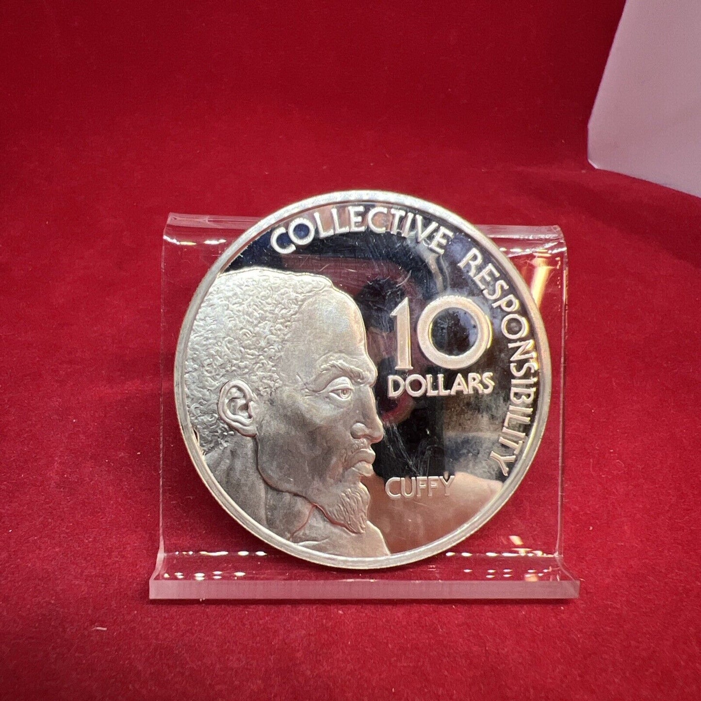1976 Bank of Guyana 10 Dollars Proof Silver Coin 10th Anniversary Independence B