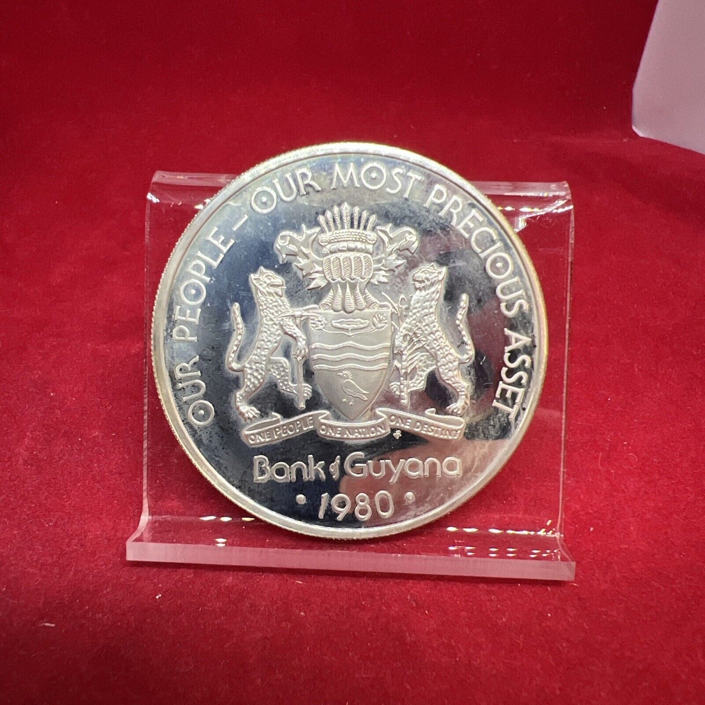 1976 Bank of Guyana 10 Dollars Proof Silver Coin 10th Anniversary Independence B