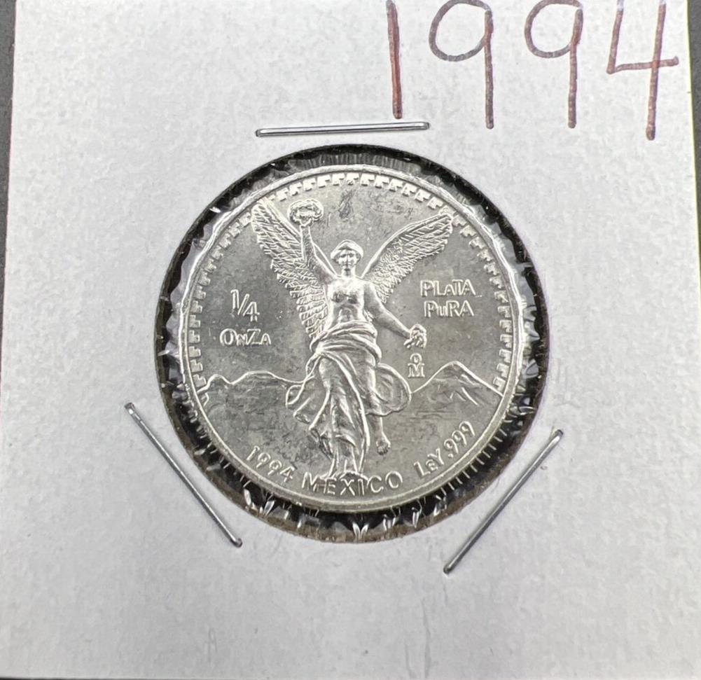 1994 Mexico 1/4 Ounce .999 Silver Round Libertad Ley Plata Pura Coin Gem BU #94
