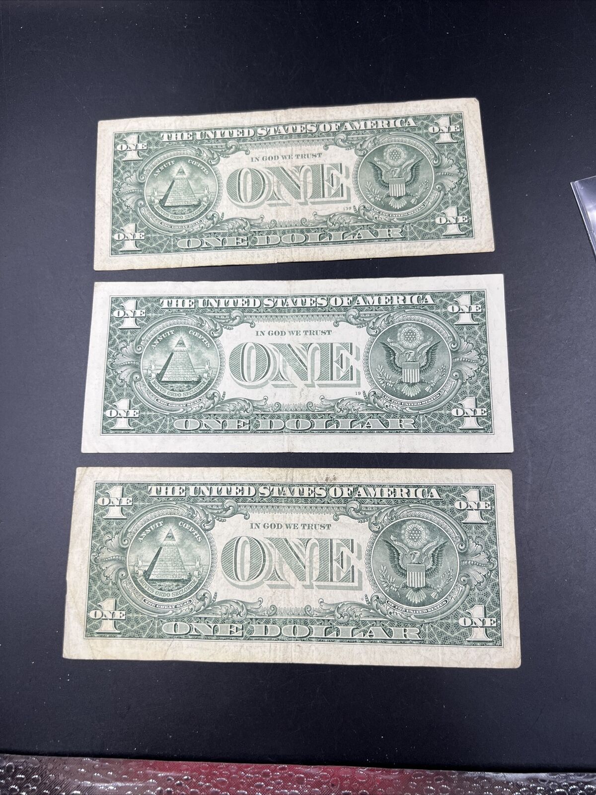 Lot of 3 2013 $1 One Dollar FRN Notes Neat Fancy Serial #s Circulated