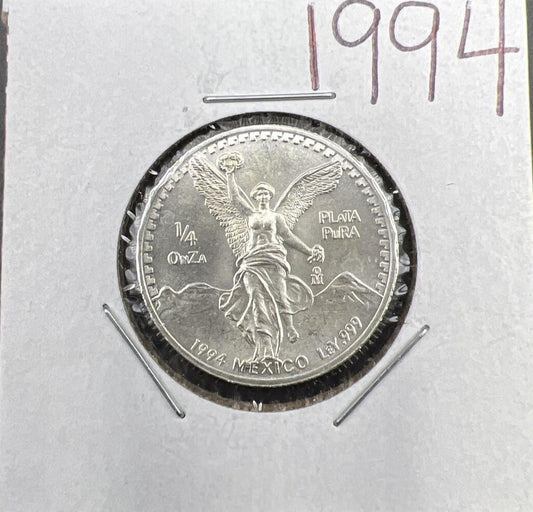 1994 Mexico 1/4 Ounce .999 Silver Round Libertad Ley Plata Pura Coin #62324