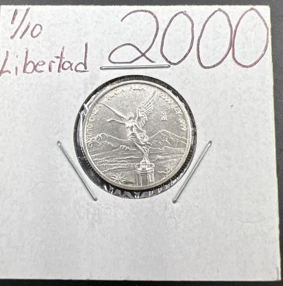 2000 Mexico 1/10 Ounce .999 Silver Round Libertad Ley Plata Pura Coin CH BU #J