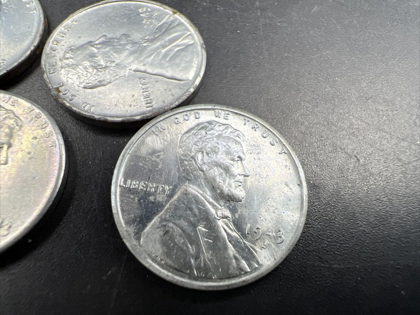 Lot of 5 1943 P & 1943 S 1c Lincoln Steel Cents AU / UNC Details