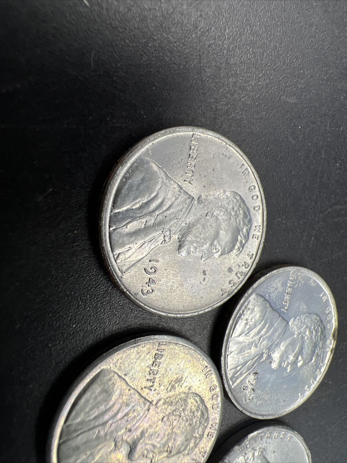 Lot of 5 1943 P & 1943 S 1c Lincoln Steel Cents AU / UNC Details