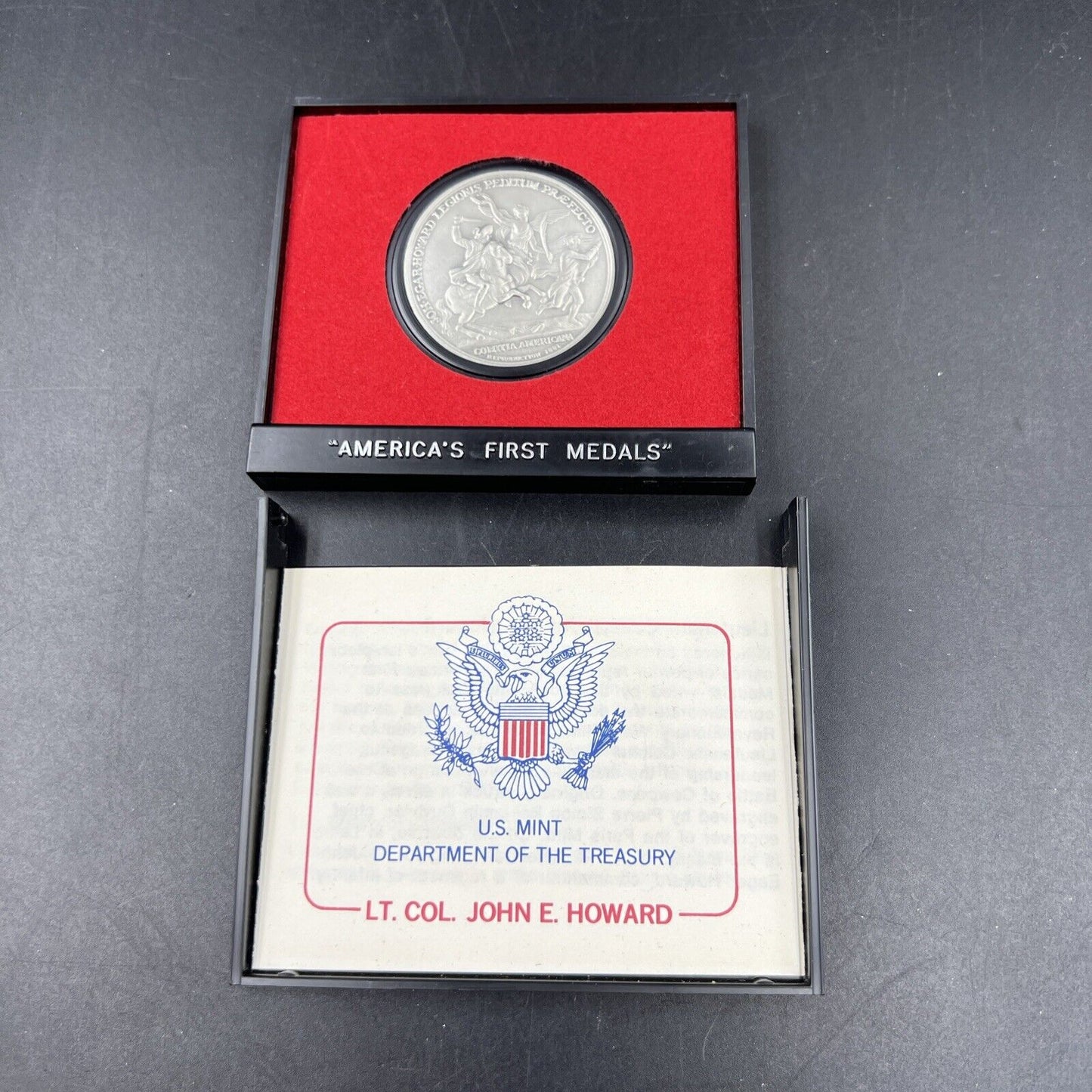 Lt. Col. John E Howard Americas First Medals Pewter Medal in Case