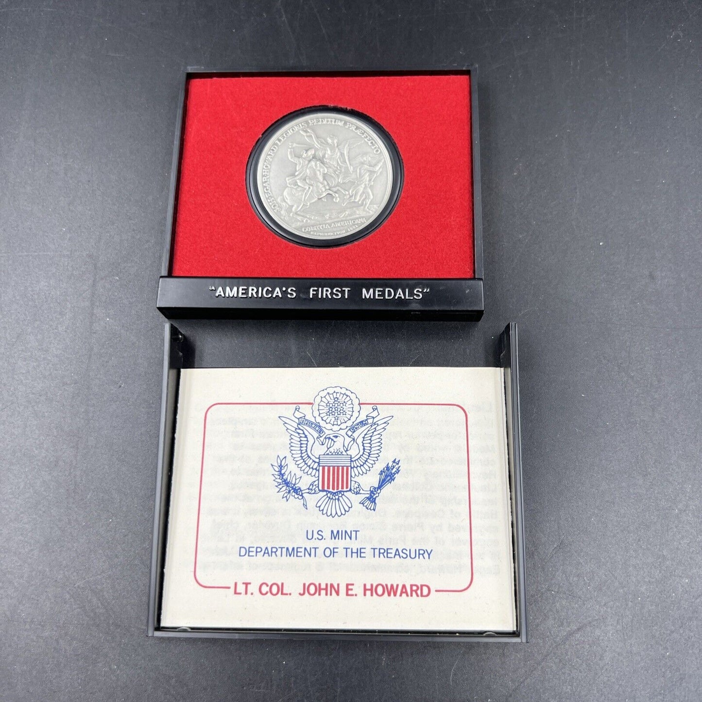 Lt. Col. John E Howard Americas First Medals Pewter Medal in Case