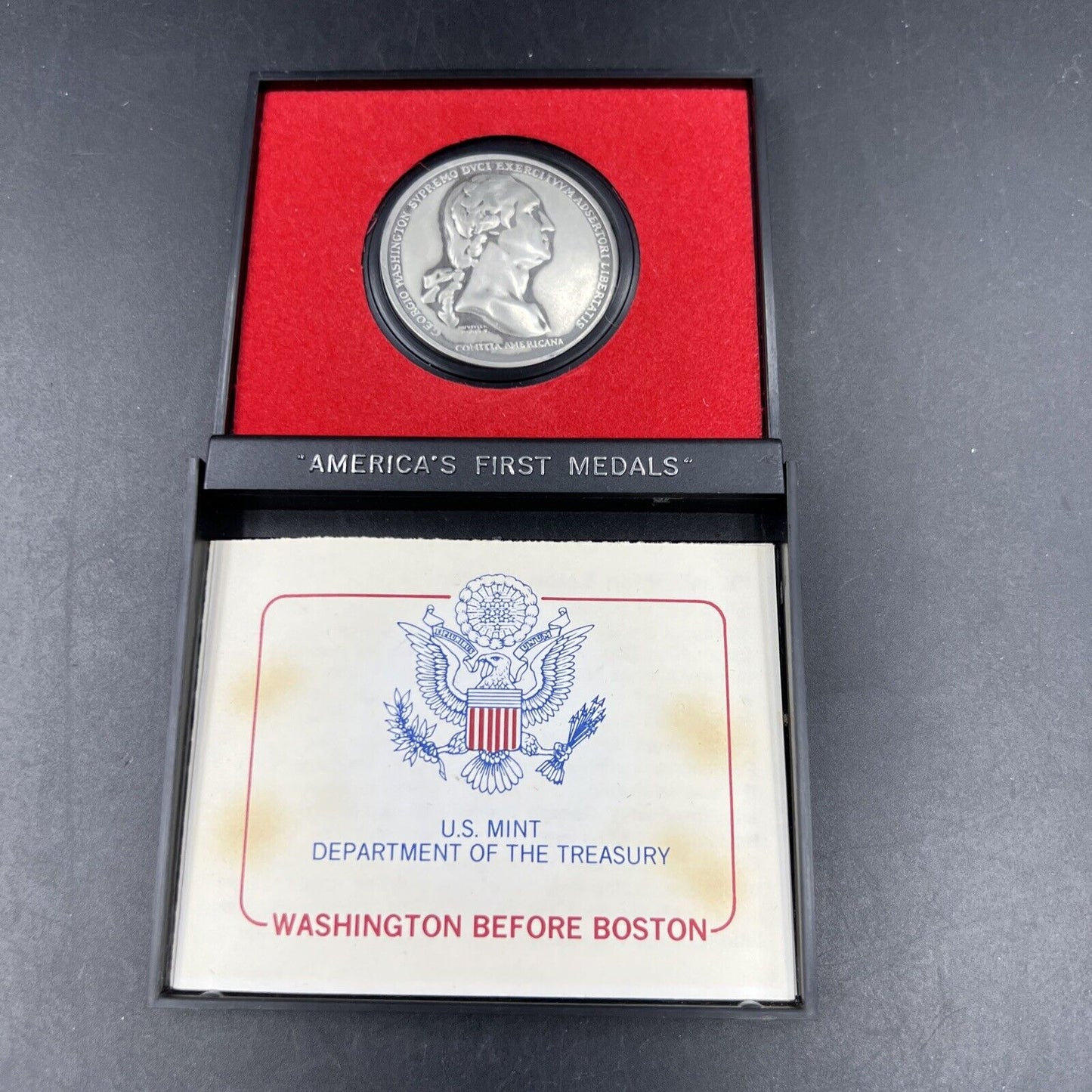 Washington Before Boston Americas First Medals Pewter Medal in Case