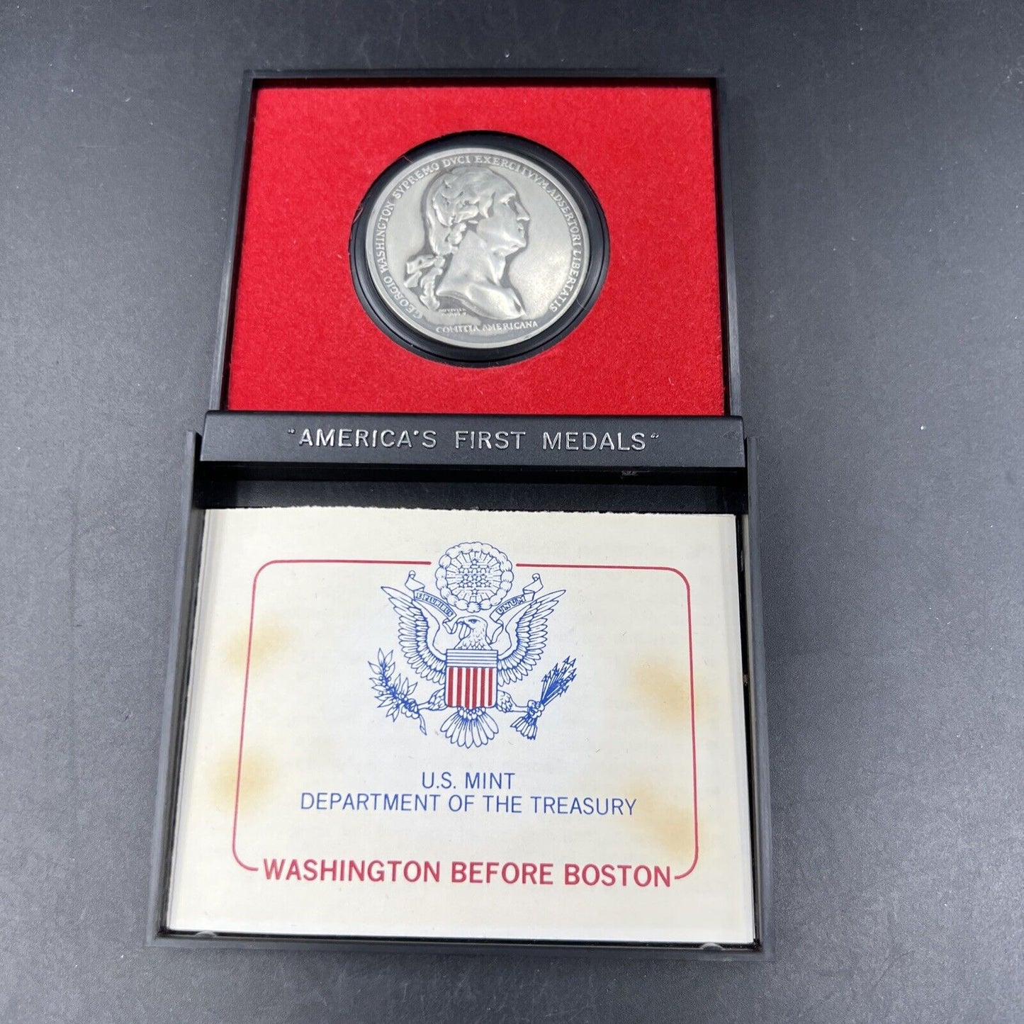 Washington Before Boston Americas First Medals Pewter Medal in Case