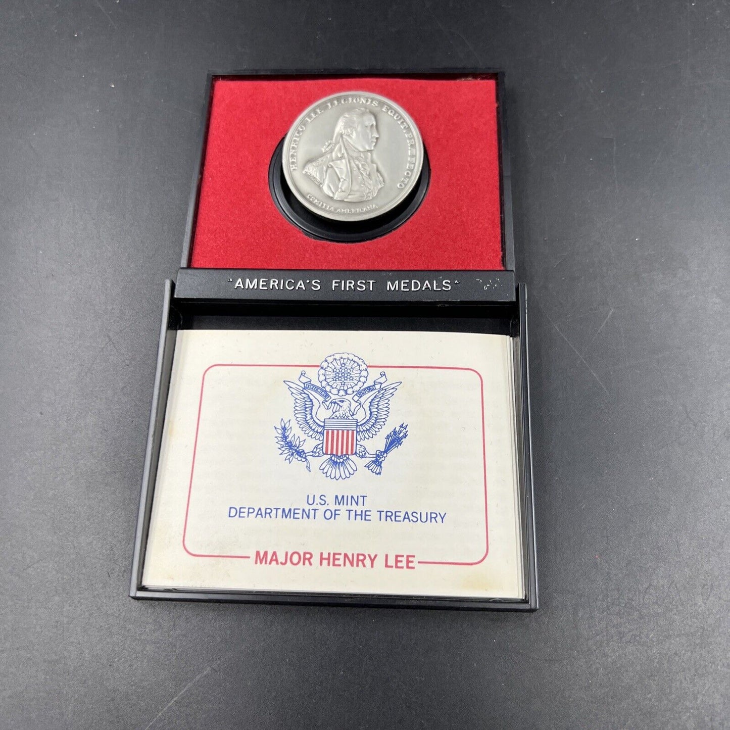 MAJOR HENRY LEE Americas First Medals Pewter Medal in Case